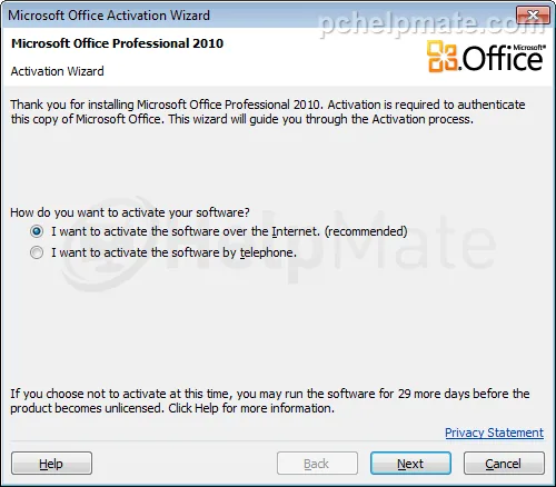 Asistente de activación