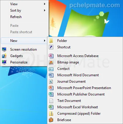 Creando un documento nuevo desde el menú contextual