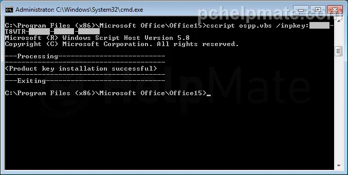 Ejecutando el comando inpkey