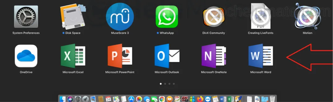 Launchpad con las apps de Office
