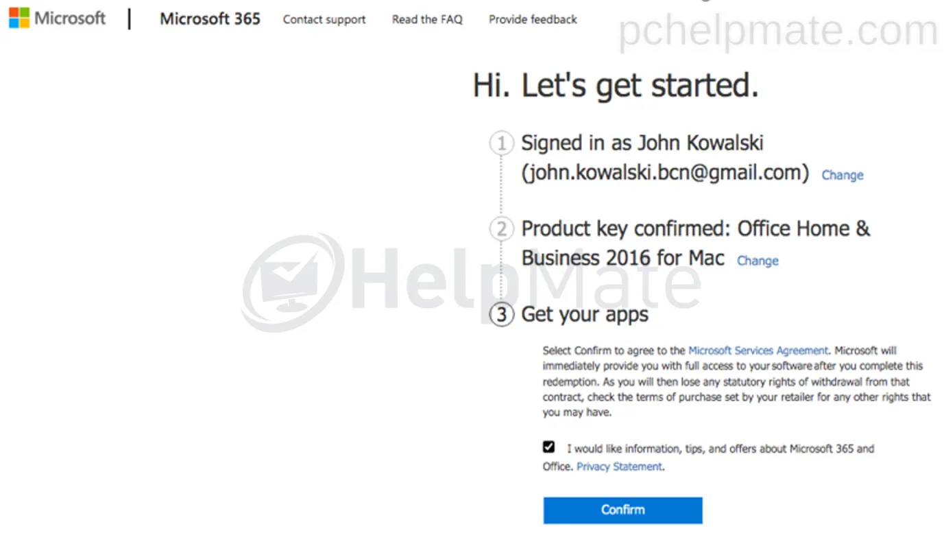 Product key confirmed