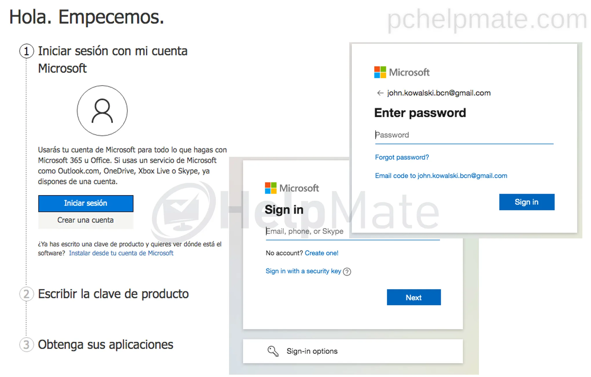 Inicio de sesión con la cuenta de Microsoft