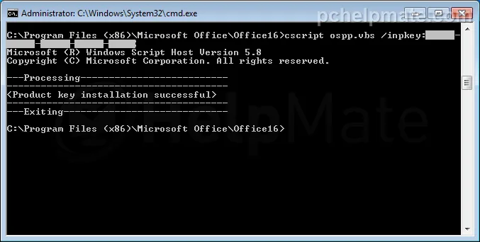 Ejecutando el comando inpkey