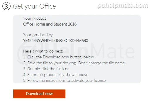 Botón de descarga en la página de setup