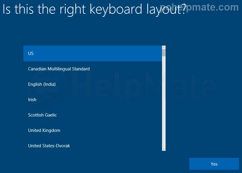 Selección de distribución del teclado