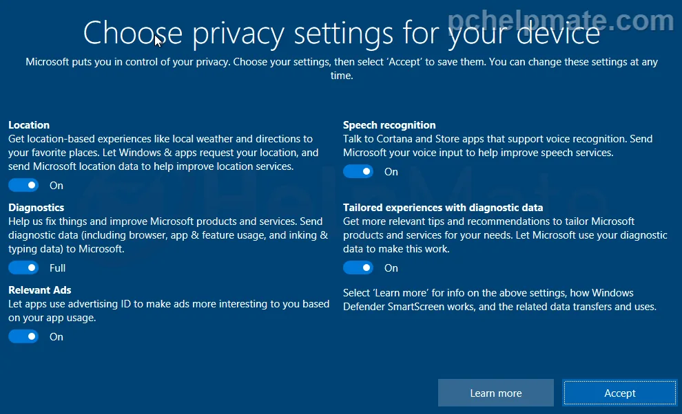 Configuración de privacidad y seguridad