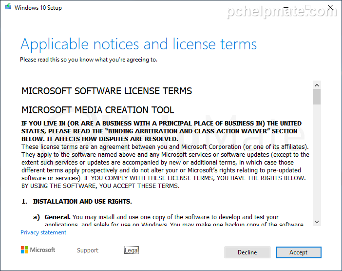 Términos de licencia de la Media Creation Tool