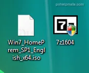 Archivo ISO e instalador de 7-zip en el escritorio