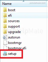 setup.exe en la carpeta extraída