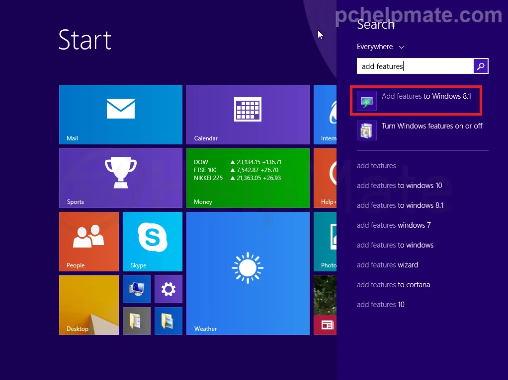 Resultado de búsqueda Add features to Windows 8.1